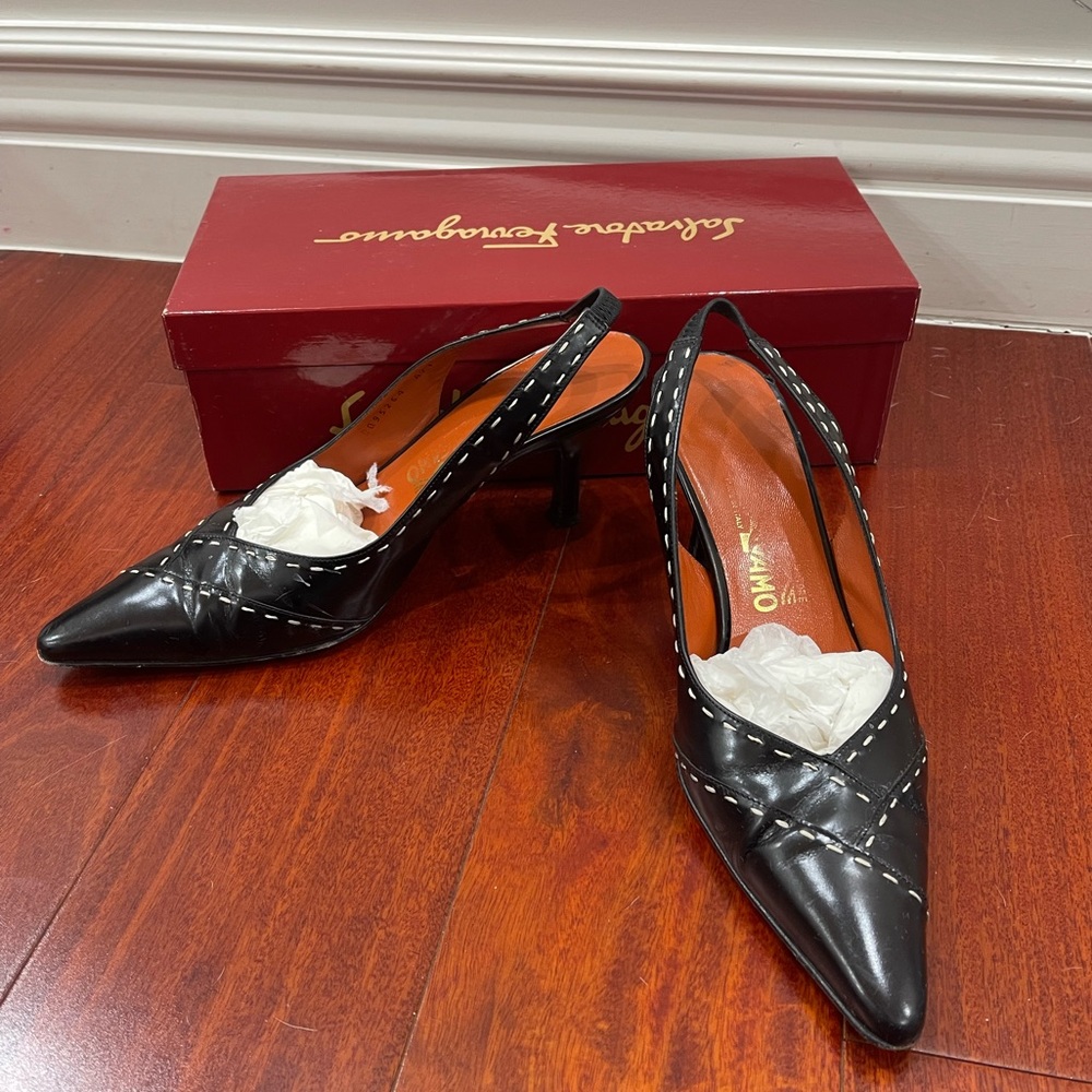 Salvatore Ferragamo slingback pump with 7cm heels, size 8 B